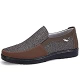 COSIDRAM Mens Loafer Casual Shoes Canvas Lightweight Driving Travel Walking Shoes for Male Slip on Brown 9.5