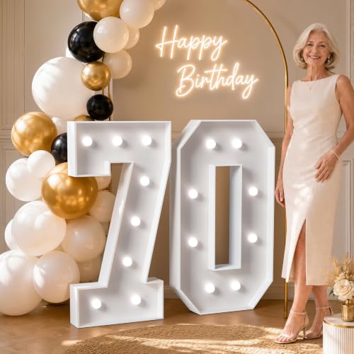 Tongjoy 3FT Marquee Numbers 70, Large Light up Numbers for 70th Birthday