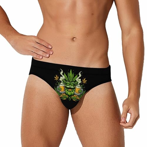 Drink Weed Novelty Men's Swimming Brief Swimwear Pants Trunks Beach Shorts Underwear