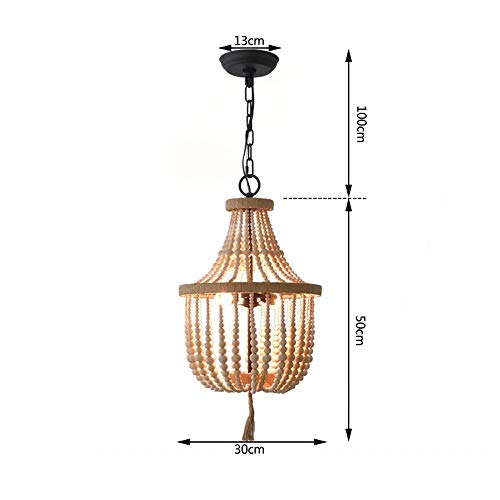 Lustre rétro suspendu bois blanc luminaire vintage de salon pendentif décoratif