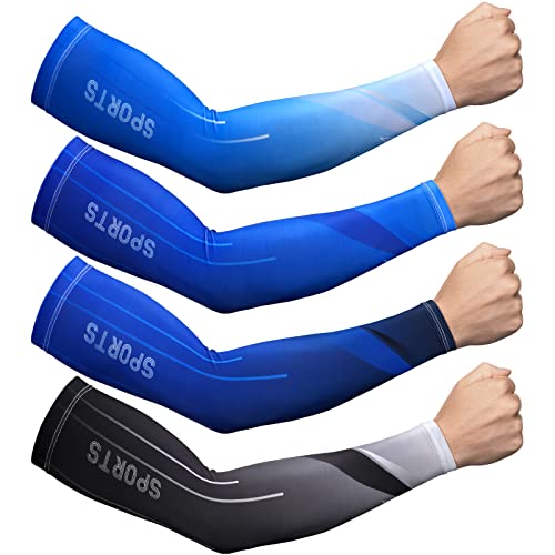 JenPen 4 Pair Arm Sleeves UV Cooling Sun Protection Arm Sleeves Sports Compression for Men to Cover Tattoo