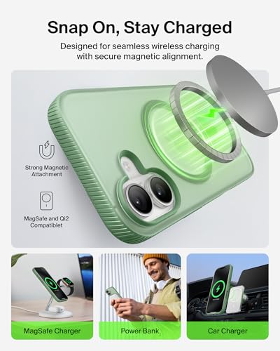 Image of Belkin Case for iPhone 17 MagSafe Compatible - SheerForce Magnetic Phone Cover - Slim, Shockproof, Anti-Yellowing, Drop Protection - Sage