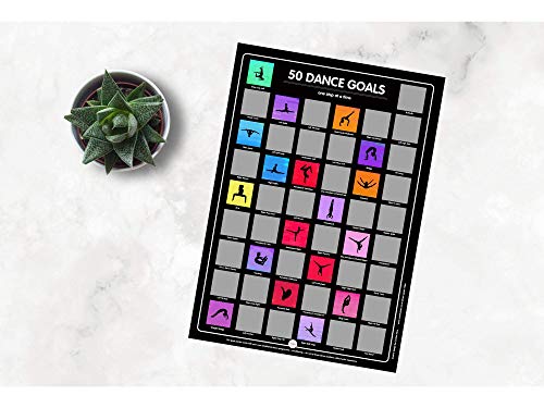 Creative Hero 50 Dance Goals Scratch Off Poster - Jazz Dancer, Acro And Gymnastics Gifts - Motivational For Your Dancer, Gymnast And Acrobat - 16.5" X 23.4" Unframed #TOP6