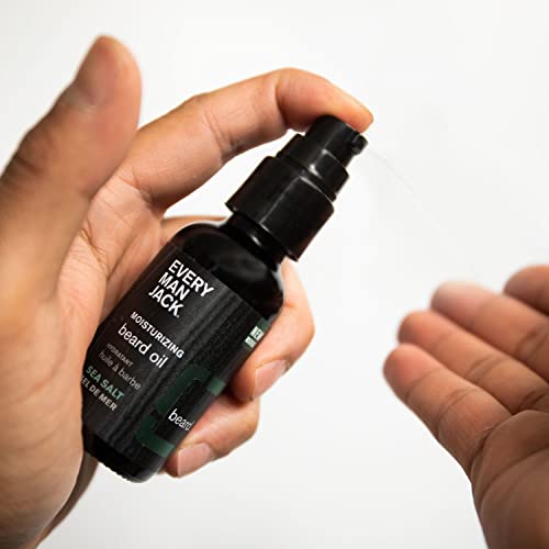 Every Man Jack Mens Beard Oil - Subtle Sea Salt Fragrance - Deeply Moisturizes And Softens Your Beard And Adds A Natural Shine - Naturally Derived With Shea Butter And Coconut Oil - 1.0-Ounce Twin Pack #TOP4