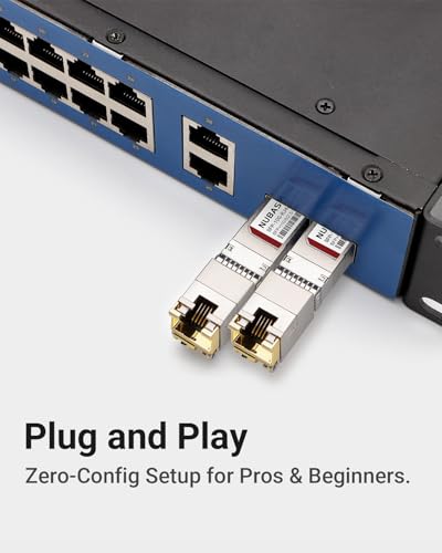 Image of SFP+ to RJ45 Adapter | 10G /5G /2.5G /1G Auto-Sensing | Low Power < 2.5W | 10GbE Copper Transceiver Up to 100ft (30m) | Plug-Play for Ubiquiti /Cisco /Netgear Compatible (Pack of 2)