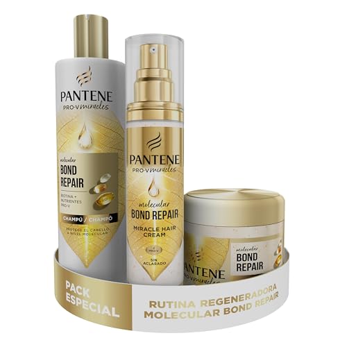 Pantene Molecular Bond Repair Bundle Crema Sin Aclarado 90ml y Mascarilla Capilar Intensiva con Biotina 300ml y Champú con Biotina 250ml