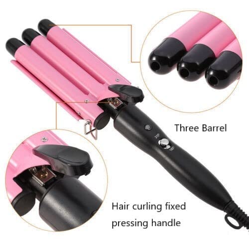 Buy Hair Curling Iron 3 Barrel Wand Temperature Adjustable 25mm Hair