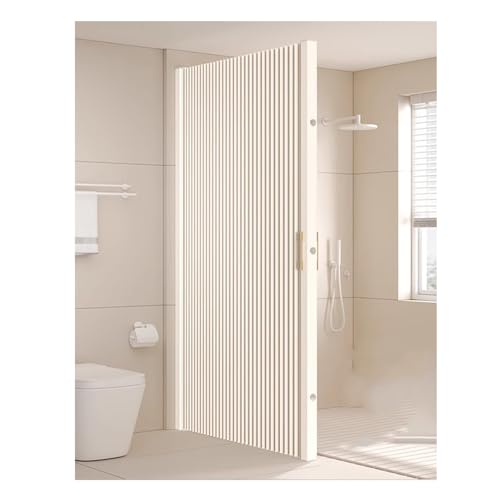 XILYZMO Folding Technology Curtain Shower Curtai, Wall Mount Invisible Shower Curtain, No Drill Space Magnetic Acordion Shower Curtain Sets for Hotel(C,170x180cm)