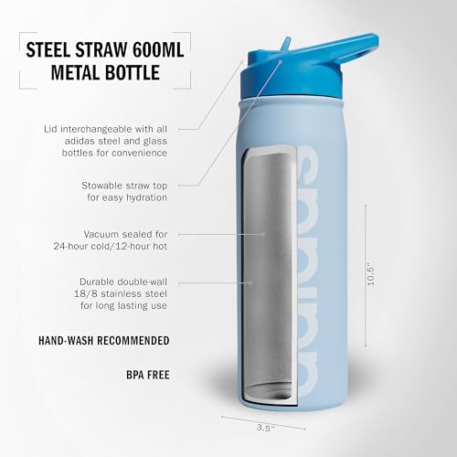Image of adidas Straw Lid Metal Water Bottle 600 mL