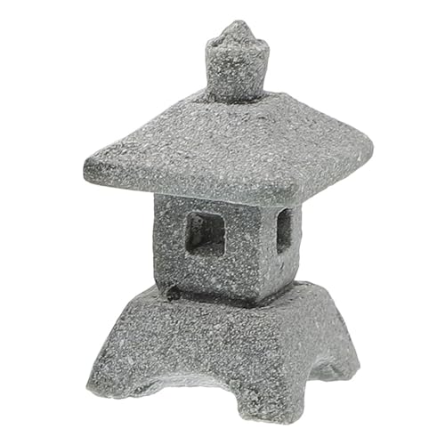 Artibetter Miniature Japanese Pagoda Statue Garden Stone Lantern Square Pavilion Sculpture Zen Outdoor Decor for Bonsai and Micro Landscape