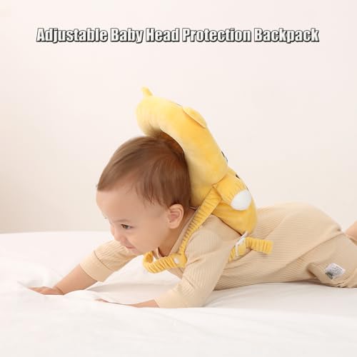 Image of Baby Head Protector Backpack with 3 Knee Pads for Walking,Tiger