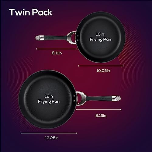 Circulon Symmetry Hard Anodized Nonstick Frying Pan Set / Skillet Set - 10 Inch and 12 Inch, Black - Thumbnail 3