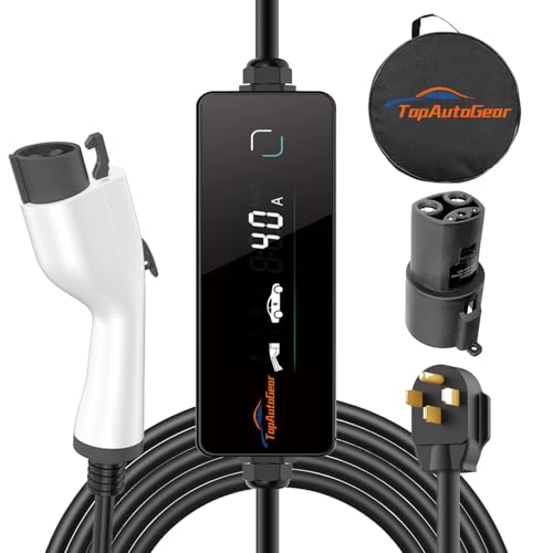 TopAutoGear Level 2 EV Charger 40A, ETL Listed to UL2594, J1772 Charger with Tesla Adapter, NEMA 14-50 Plug, 25 ft Portable Home EV Charger for All J1772 & Tesla Vehicles