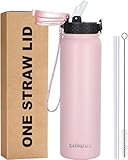 𝐅𝐔𝐍𝐂𝐓𝐈𝐎𝐍𝐀𝐋 𝐃𝐄𝐒𝐈𝐆𝐍: Diese Strohhalm-Wasserflasche ist auslaufsicher und verschüttungssicher, so dass die Mitnahme dieser Reiseflaschen unterwegs einfach und unproblematisch ist - keine Wasserringe oder glitschige Hände.