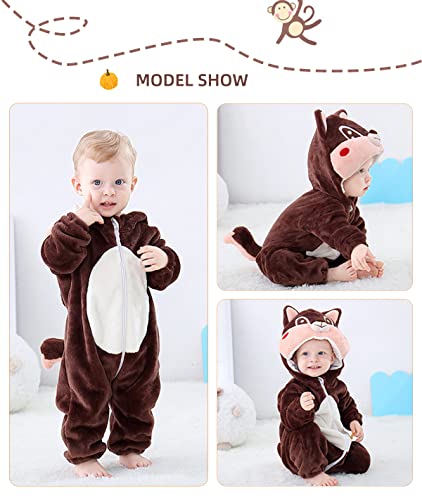 DEBAIJIA Bébé Grenouillères Animal Combinaison 0-36M Flanelle Enfant Barboteuse À Capuche Mignon Garçon Fille Pyjama - Image 3