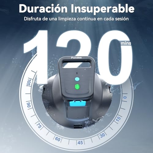 Miniatura 3 de Upgrade 2026 Pondee X1 Robot Limpiafondos Piscina Sin Cable Fondo Plano, Aspiradora 120 Min Autonomía, Auto-Parking, Carga Rápida 2,5h, Para Piscinas Desmontables Y Enterradas Hasta 80 M