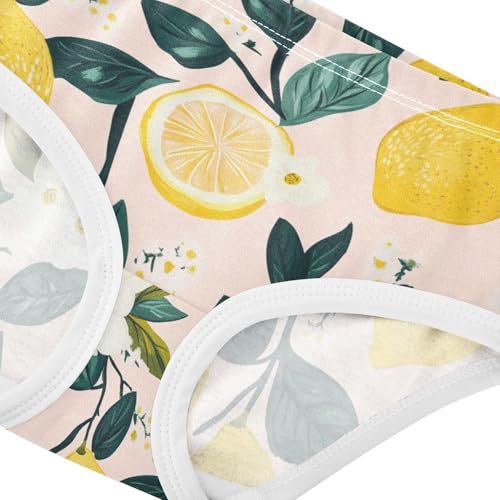 Wusikd Lemon Flowers Girls' Underwear Cotton Leaves Girls Briefs Soft Toddler Underwear 2T4