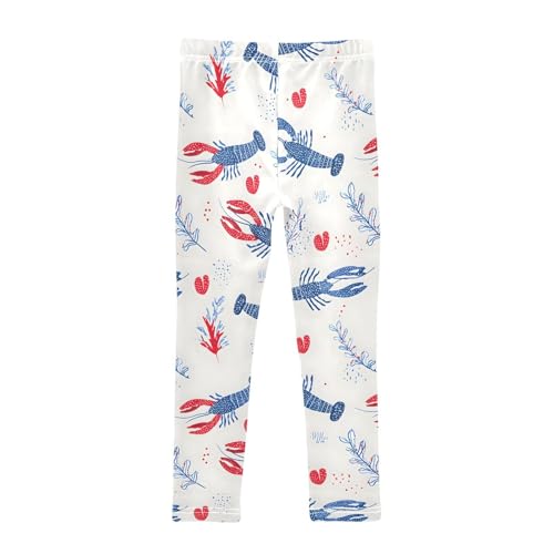 Blue Lobster Heart Girls Leggings Soft Stretch Workout Yoga Dance Pants for Kids Casual Tights2