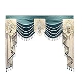KMSG Luxury European Curtains Valance for Living Room Blackout Chenille Swag Valance with Beads for