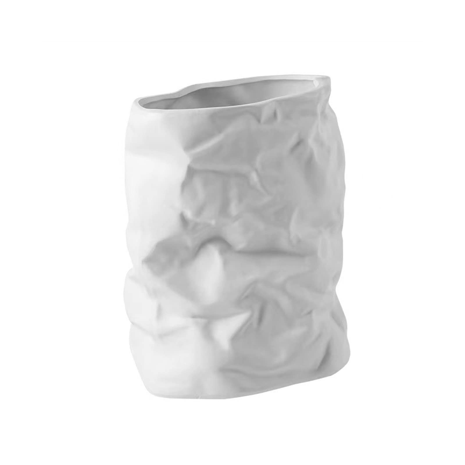 Centerpiece Vases Home Decor Vase Nordic Wrinkled Paper Bag Flower Pot Flowers Desk Ornaments(White)
