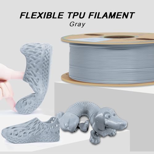 Image of YOUSU TPU Filament 1.75mm, 95A TPU 3D Printer Filament, Soft Elastic & Durable, Easy Print No Stringing, High Strength for Phone Case, Wearables & Functional Parts, Gray,1kg（2.2lbs）.