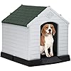 FDW Dog House Indoor Outdoor Durable Ventilate Waterproof Pet Plastic Dog House for Small Medium Large Dogs Insulated Puppy Shelter Kennel Crate with Air Vents and Elevated Floor