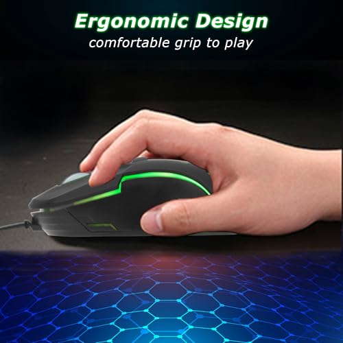 Image of Ant G30 Gaming Mouse, Wired Mouse with RGB Backlit and Adjustable DPI, Ergonomic Office Laptop Mouse, Computer Gamer Mouse with 7 Responsive Buttons for Windows /Mac /Linux /Chrome