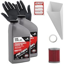 Factory Racing Parts Oil Change Kit compatible with Suzuki Quadrunner LT160 Includes 2 Quarts of SAE 10W-40 Full Synthetic Oil, 1 Filter, 1 Crush Washer, 1 Funnel, 1 Oil Change Sticker