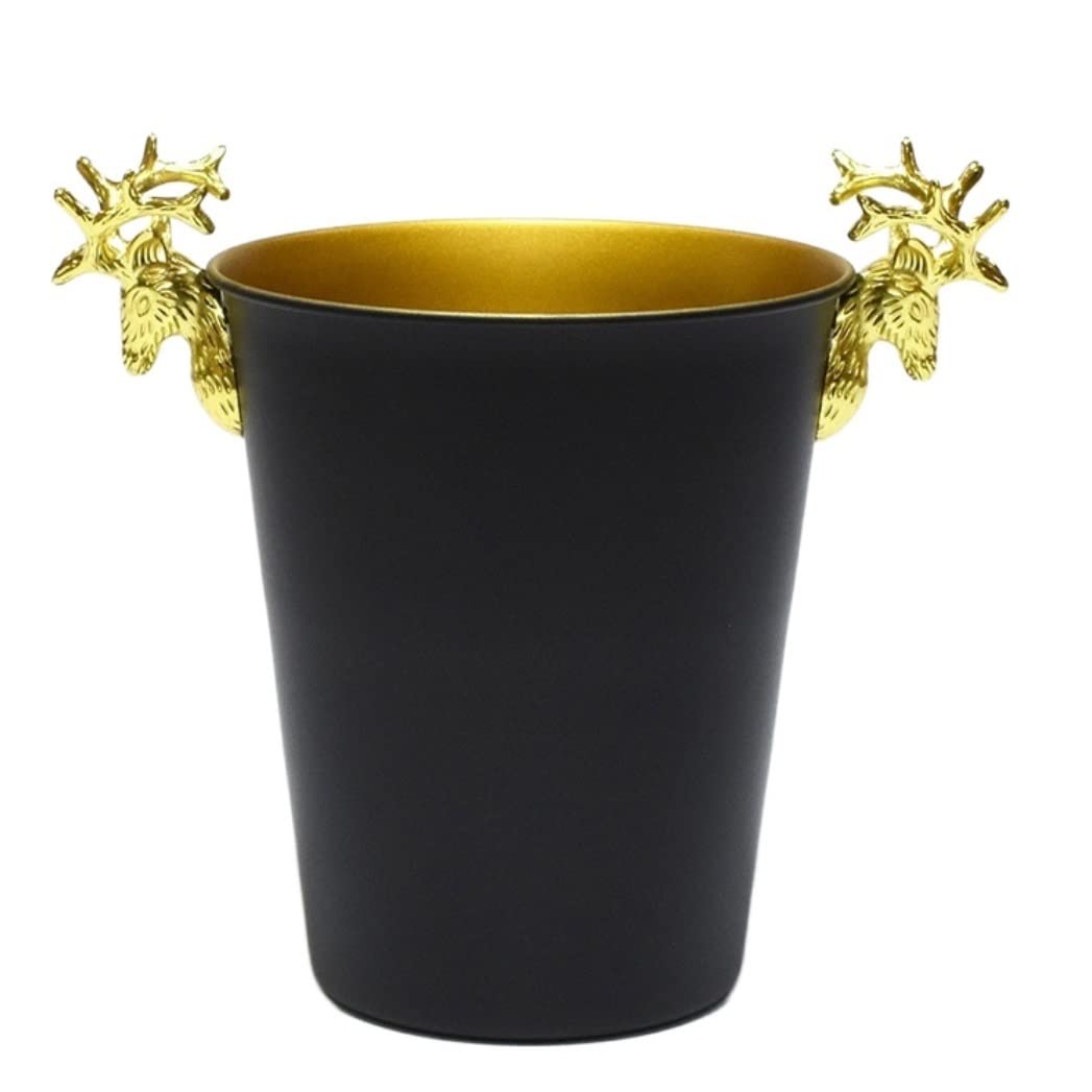 Secchiello for il ghiaccio del vino for bar, secchiello for, for della birra, for champagne, secchielli for, for spesso in acciaio inossidabile(Black,3L)