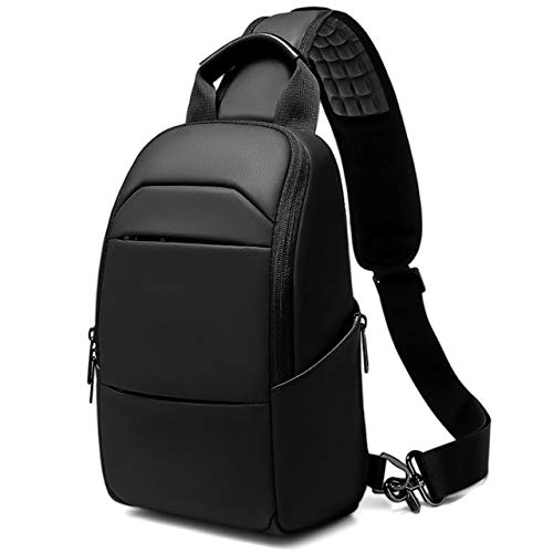 Xennos Waist Packs - EURCOOL New 9.7" iPad Crossbody Bag Men Short Trip Chest Pack W/USB Charging Messenger Bags Water Repellent Shoulder Bag n1910 - (Color: Black)