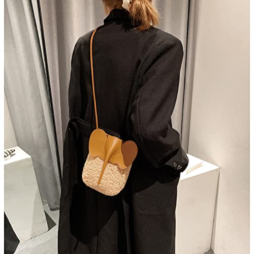 Women Fashion Elephant Plush Phone Shoulder Bag Cute Animal Elephant Purse Crossbody Bag3