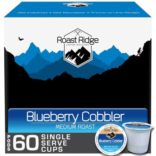 Roast Ridge Single Serve Coffee Pods for Keurig K-Cup Brewers, Medium Roast, Blueberry Cobbler, 60 Count