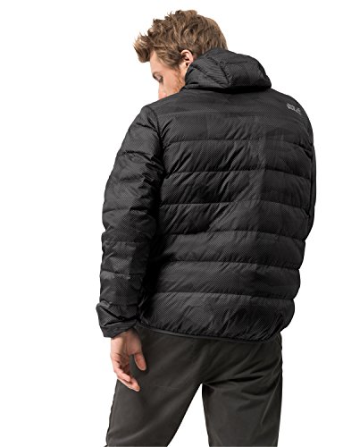 Jack Wolfskin Men's Helium Snow Dust Lightweight Windproof Hyper Dry Down Puffer Jacket, Black All Over, Small