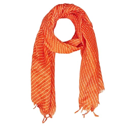 Image of Women's Cotton Blend Striped Print Dupatta with 2.20 Meters | Women's cotton printed dupatta with tassels