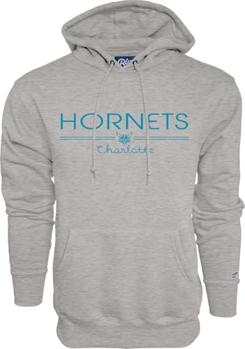Blue 84 Charlotte Hornets NBA Officially Licensed Hooded Sweatshirt Throwback, Heather Gray, Large