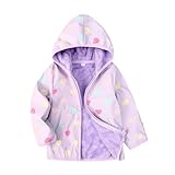 Feidoog Toddler Fleece Jacket Baby Boys Girls Hooded Waterproof Zipper Long Sleeve Thick Warm Outerwear,Waterproof Purple Heart,4-5T