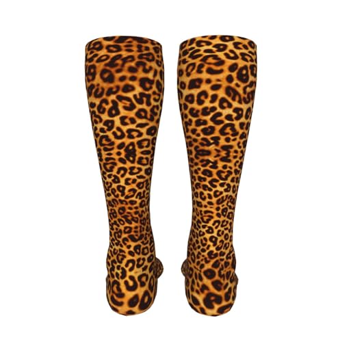 Animal Leopard Print Kids Cozy Knee High Tube Compression Socks Novelty Athletic Long Crew Socks for Child Girls Boys 19.8in4