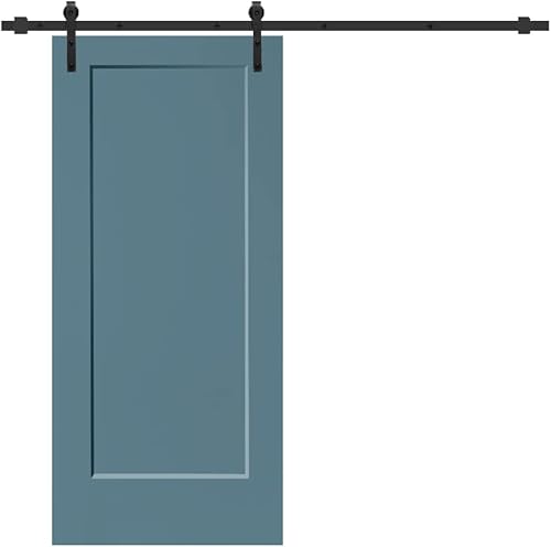 Miniatura 7 de Puerta corrediza interior de madera MDF compuesta pintada, 1 panel con kit de herrajes, 36 x 80 pulgadas, verde oliva