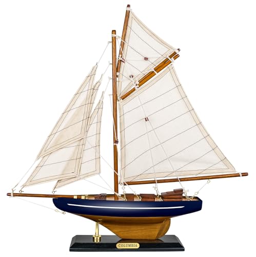 SAILINGSTORY Wooden Sailboat Decor Ship Model Yacht Columbia Replica Navy
