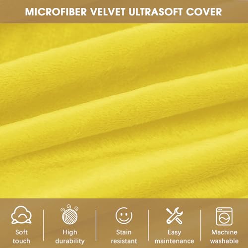 Image of Bean Bag Chairs for Adults - Memory Foam Furniture BeanBag Chair - Kids /Teens Sofa with Soft Micro Fiber Cover - Round Fluffy Couch for Living Room Bedroom College Dorm - 3 ft, Yellow