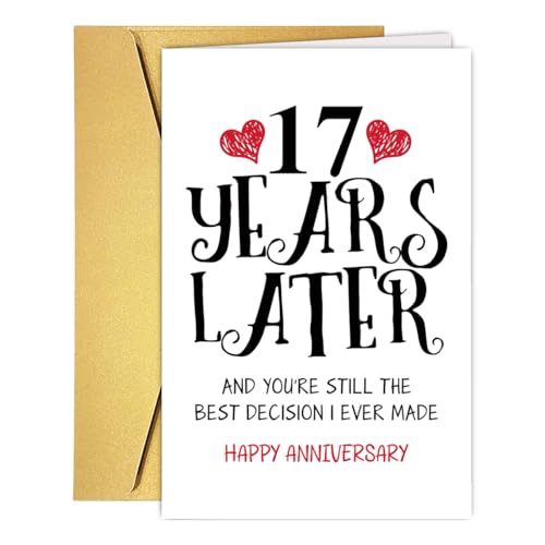RUALOVE Romantic 17 Years Anniversary Card for Husband Wife, Sweet 17th Wedding Anniversary Card for Couple, Ideal Seventeen Years Wedding Cards Gift for Him Her, Funny 17th Wedding Anniversary Cards