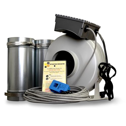 Suncourt DEDPV Centrasense 4-Inch Dryer Booster Fan Kit — Easy to Install & UL 705 Safety Certified Dryer Exhaust Duct Power Ventilator with Built-In Error Notification (DRM04)