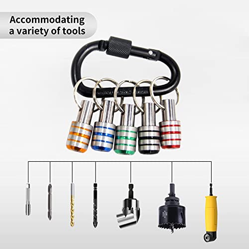 10Pcs Bit Holder, 1/4Inch Drill Bit Holder Keychain For Impact Driver Pull Back To Unlock Quick Change Magnetic Screwdriver Bit Holders (With Black Carabiner) #TOP2