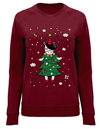 Green Turtle T-Shirts Pull Noel Licorne - Unicorn Christmas Sweater Sweatshirt Femme Medium Bordeaux Cover