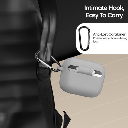 Image of Sounce Soft Silicone Case Cover Compatible with Boat Airdopes 111v2 -Scratch-Resistant Shockproof Protective Skin with Keychain Clip (Grey)