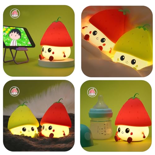 2 lámparas de noche fresa rojas y verdes para niños miniatura 3