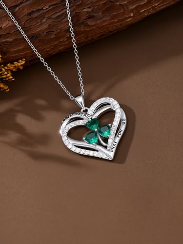 Shamrock Necklace for Women Lucky Clover Heart Celtic Cross Pendant - Image 5
