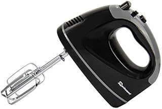 SQ Professional Blitz Hand Mixer Electric Whisk, Turbo Button, 5 Speed Control, 2X Beaters, 2X Dough Hooks 300W (Black)