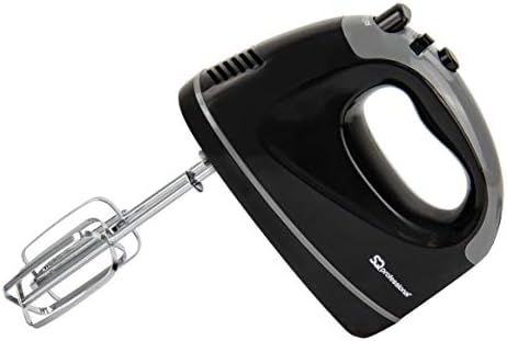 SQ Professional Blitz Hand Mixer Electric Whisk for Baking Electric Beater 5 Speed Control Hand Mixer Stainless Steel Kneader and Beaters for Baking Mixer 300W (Black)