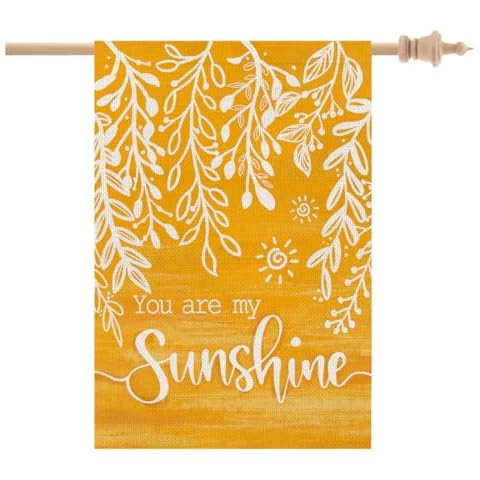 CROWNED BEAUTY Summer Sunshine House Flag 28x40 Inch Double Sided Large Burlap Holiday Flag for Outside Yard Cover